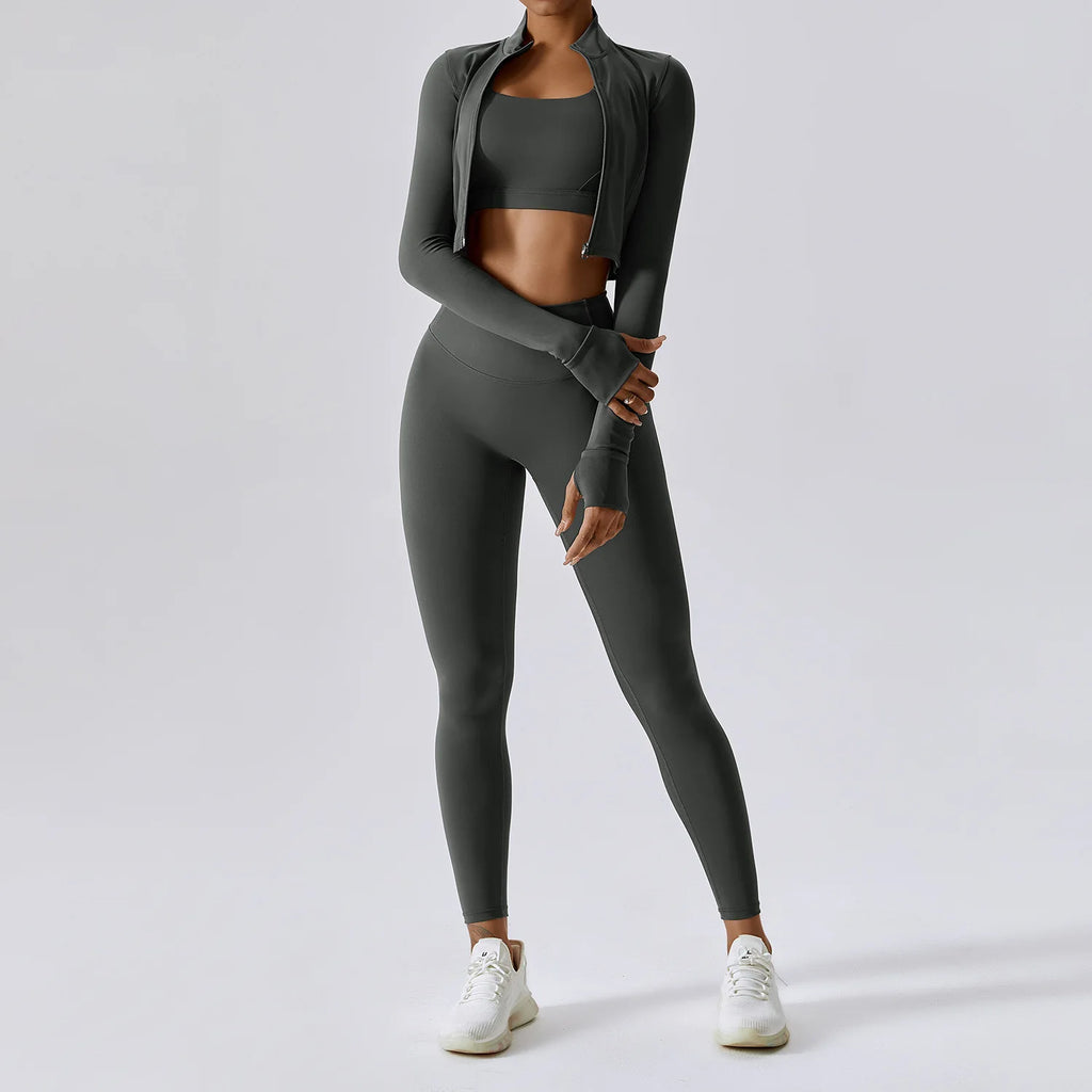 High Quality 3PCS Yoga Set Women Workout Sets Gym Sportswear Yoga Suit - GilloServ