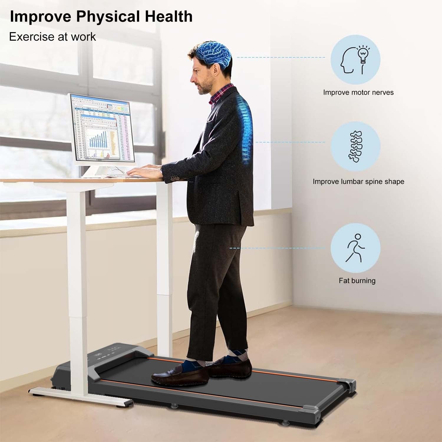 Walking Pad Under Desk Treadmill LED Display And Remote Control Portable Treadmill - GilloServ