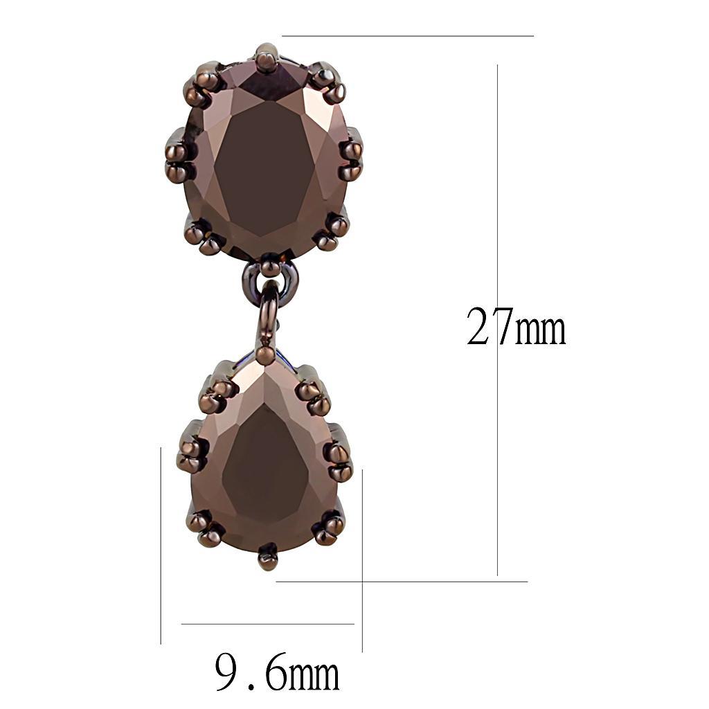 3W1121 - IP Coffee light Brass Earrings with AAA Grade CZ  in Light Coffee-1