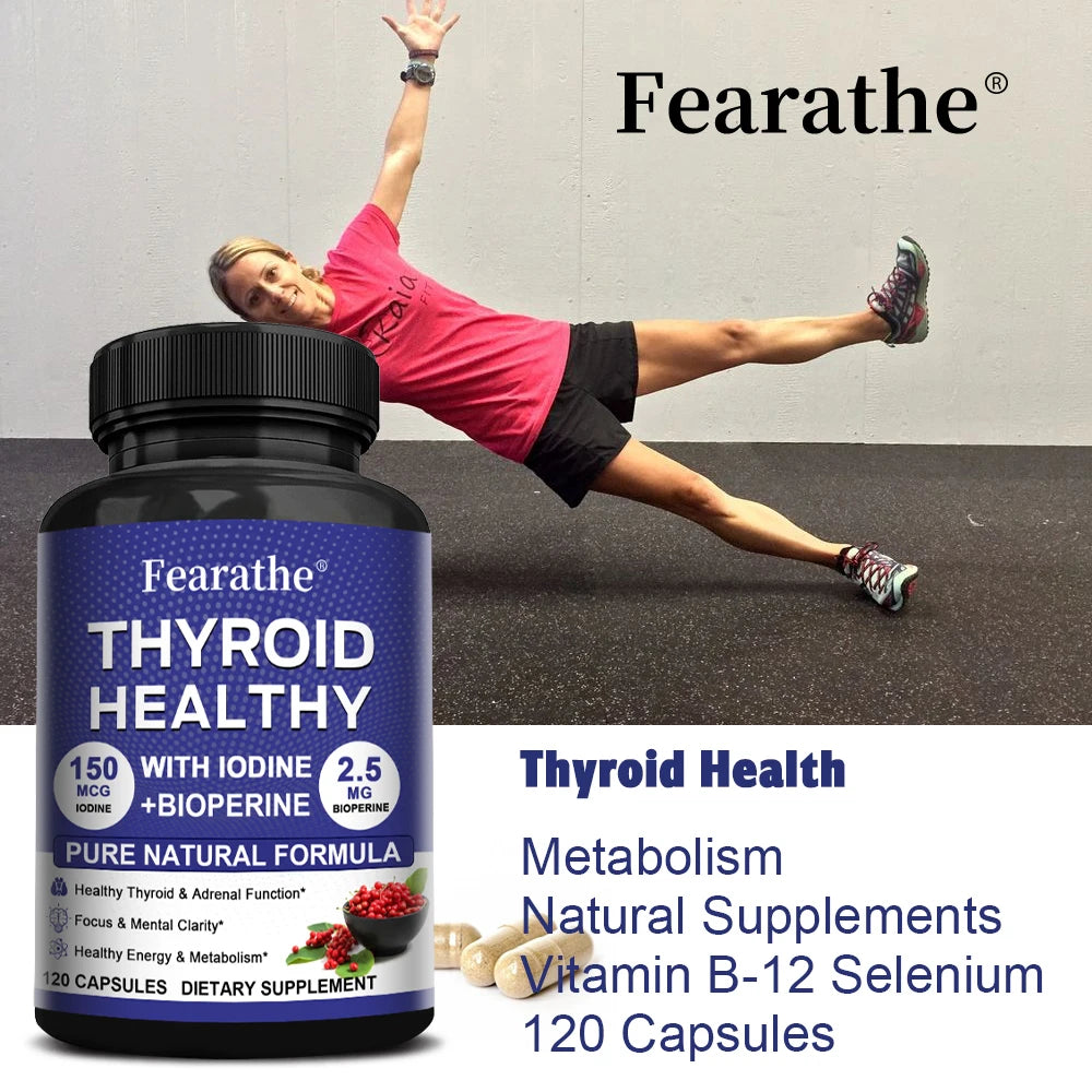 Fearathe Thyroid Support Complex Supplement - Energy, Focus, Boosts Brain Function and Metabolism, Concentration, Vitamin B12 - GilloServ