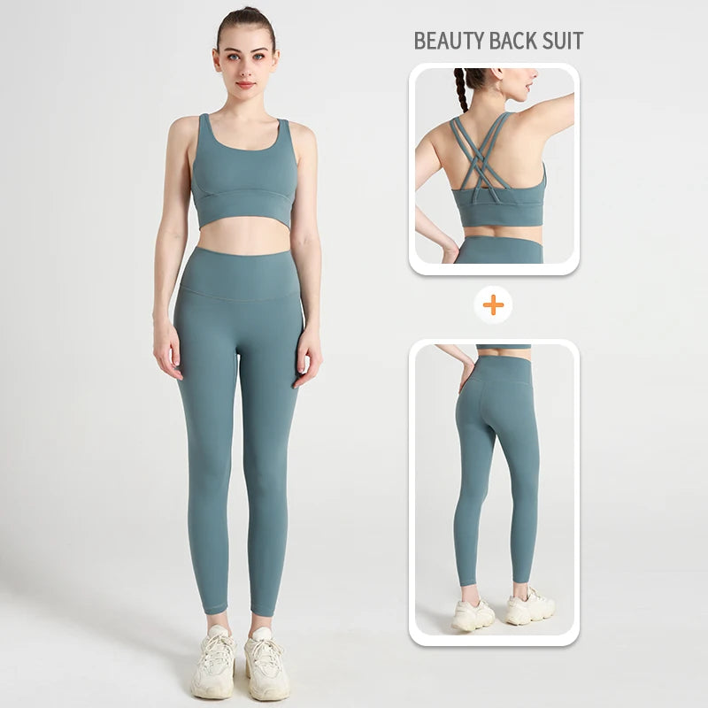 Yoga Clothes Women's Tracksuit Athletic Wear Pilates Fitness Suit - GilloServ