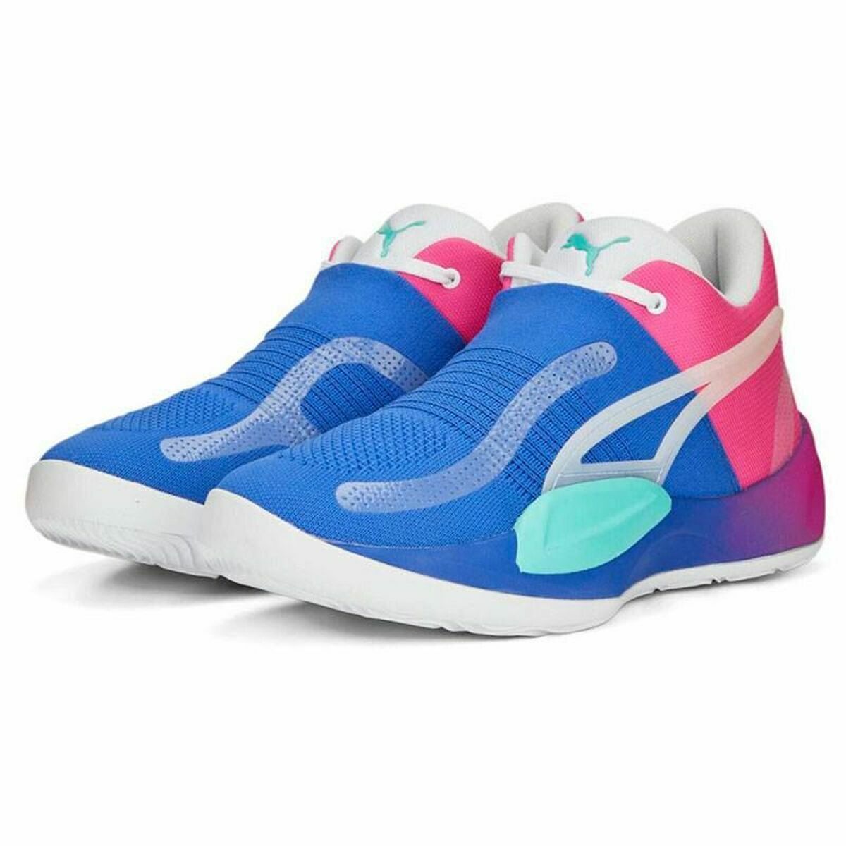 Basketball Shoes for Adults Puma Rise Pink Blue-1