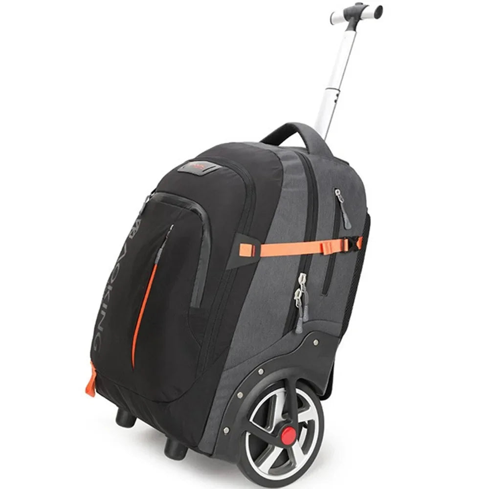 Business Trolley Backpack 2 Big Wheels Computer Bag Laptop Tablet Storage Case - GilloServ