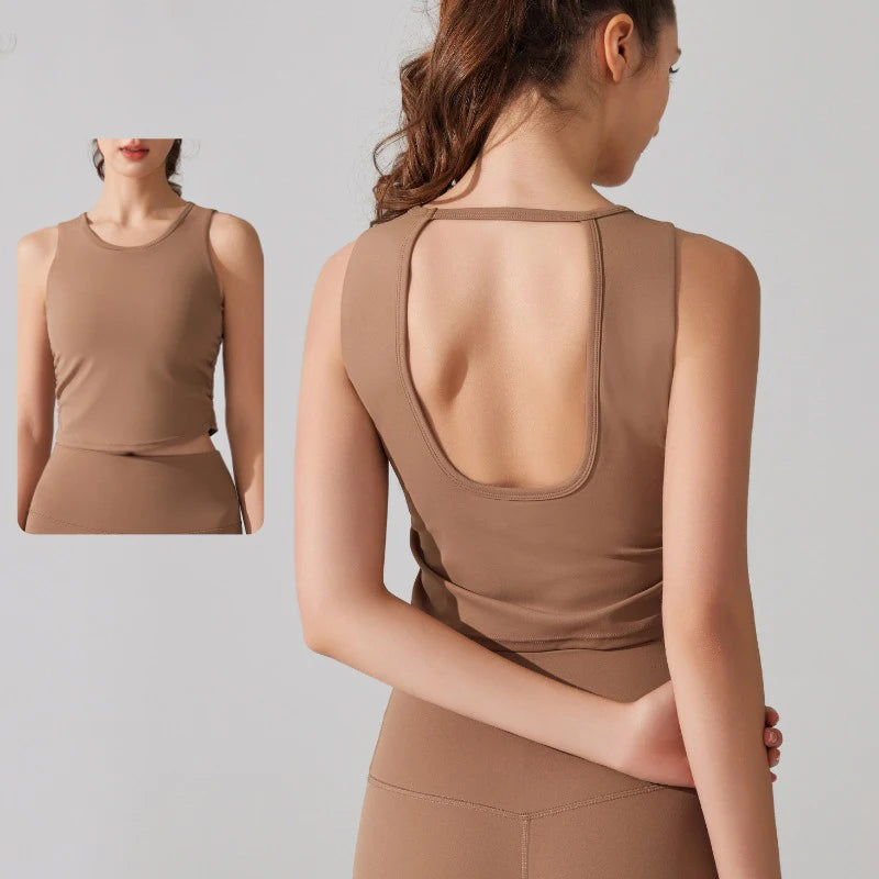 Women's Sports Bra Top with Built-in Padded Cups Breathable Yoga Vest - GilloServ