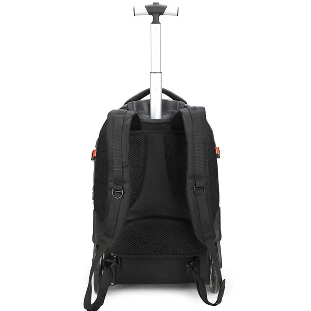 Business Trolley Backpack 2 Big Wheels Computer Bag Laptop Tablet Storage Case - GilloServ