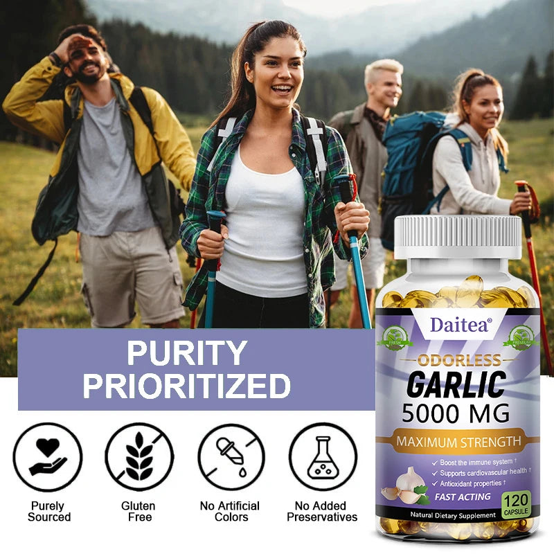 Garlic Extract Capsules 5000mg, Promotes// Immunity, Heart//Skin//Cardiovascular Health, Antioxidant - GilloServ