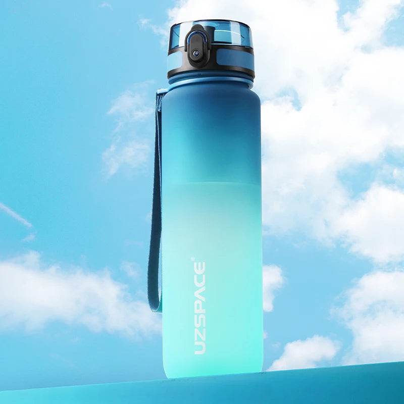 1L Sports Water Bottle With Time Marker, Leakproof - GilloServ