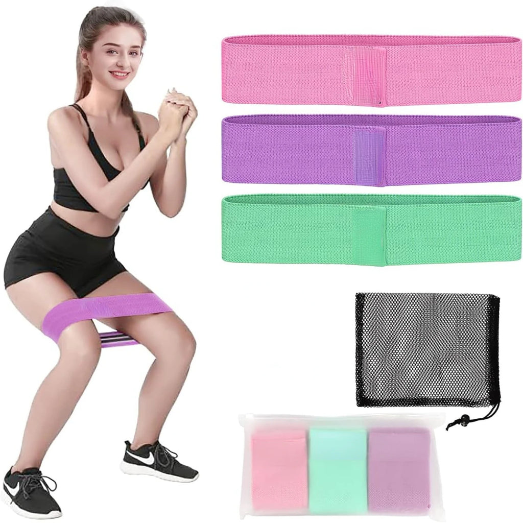 Sturdy Anti Slip Wide Resistance Bands Set for Legs// Butt //Hips - Elastic Exercise Loop - GilloServ