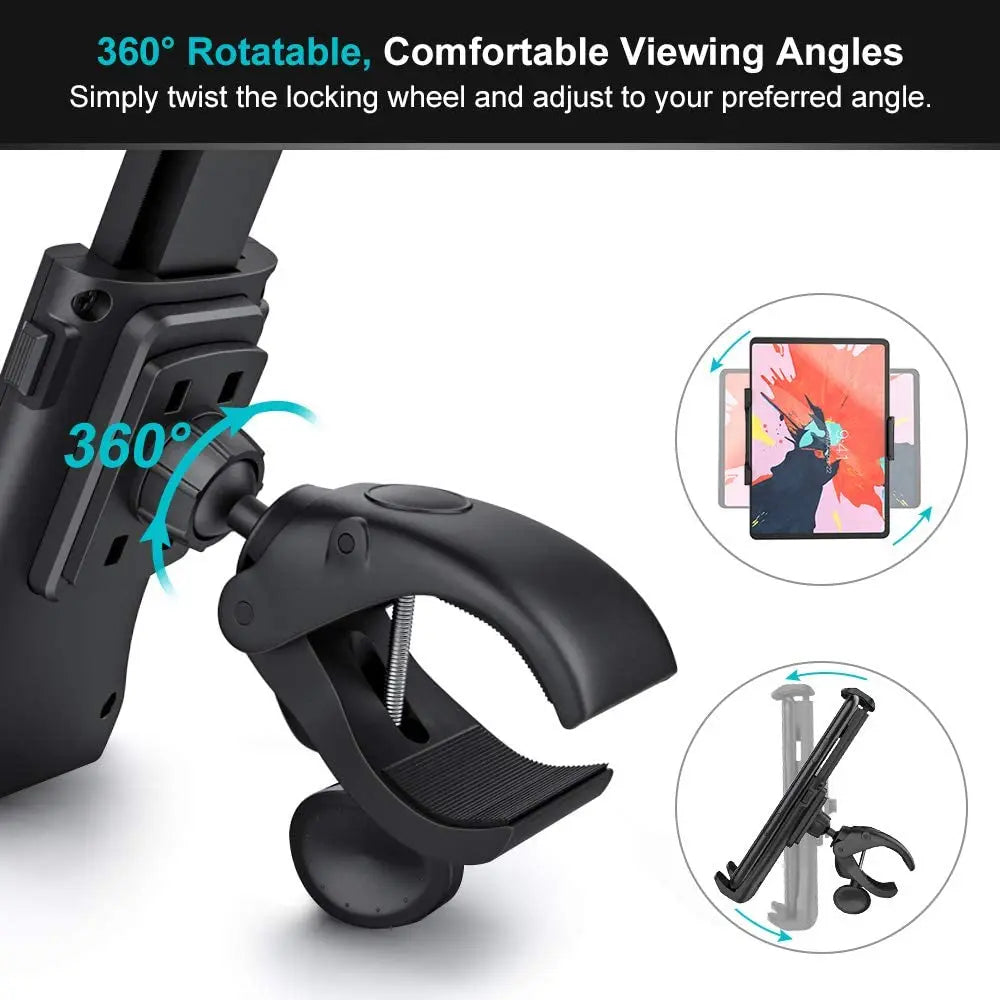 Universal Indoor Gym Treadmill Tablet Holder Bike Bicycle Handlebar Clip Stand Support For iPad Pro Air 5 4 3 Samsung Tablet PC - GilloServ