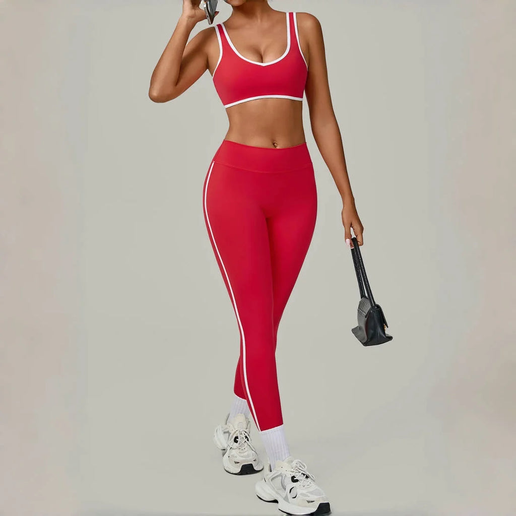 Yoga Suit Sports Fitness High Waist Peach// Hip Tight  Clothes Gym Leggings Set - GilloServ