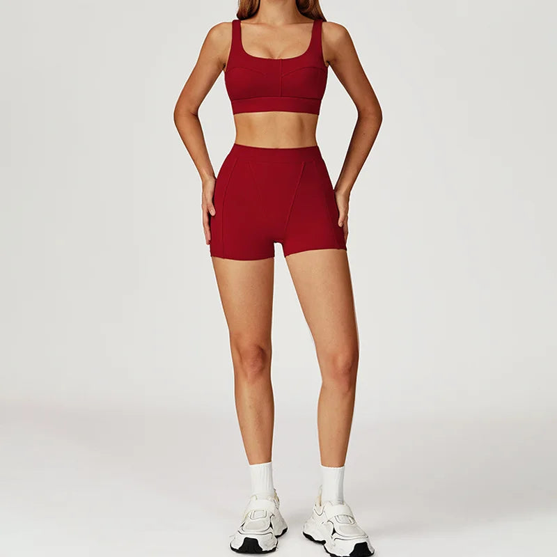 Yoga Shorts Sets Women's Tracksuit Sports Bras Fitness Sportswear - GilloServ