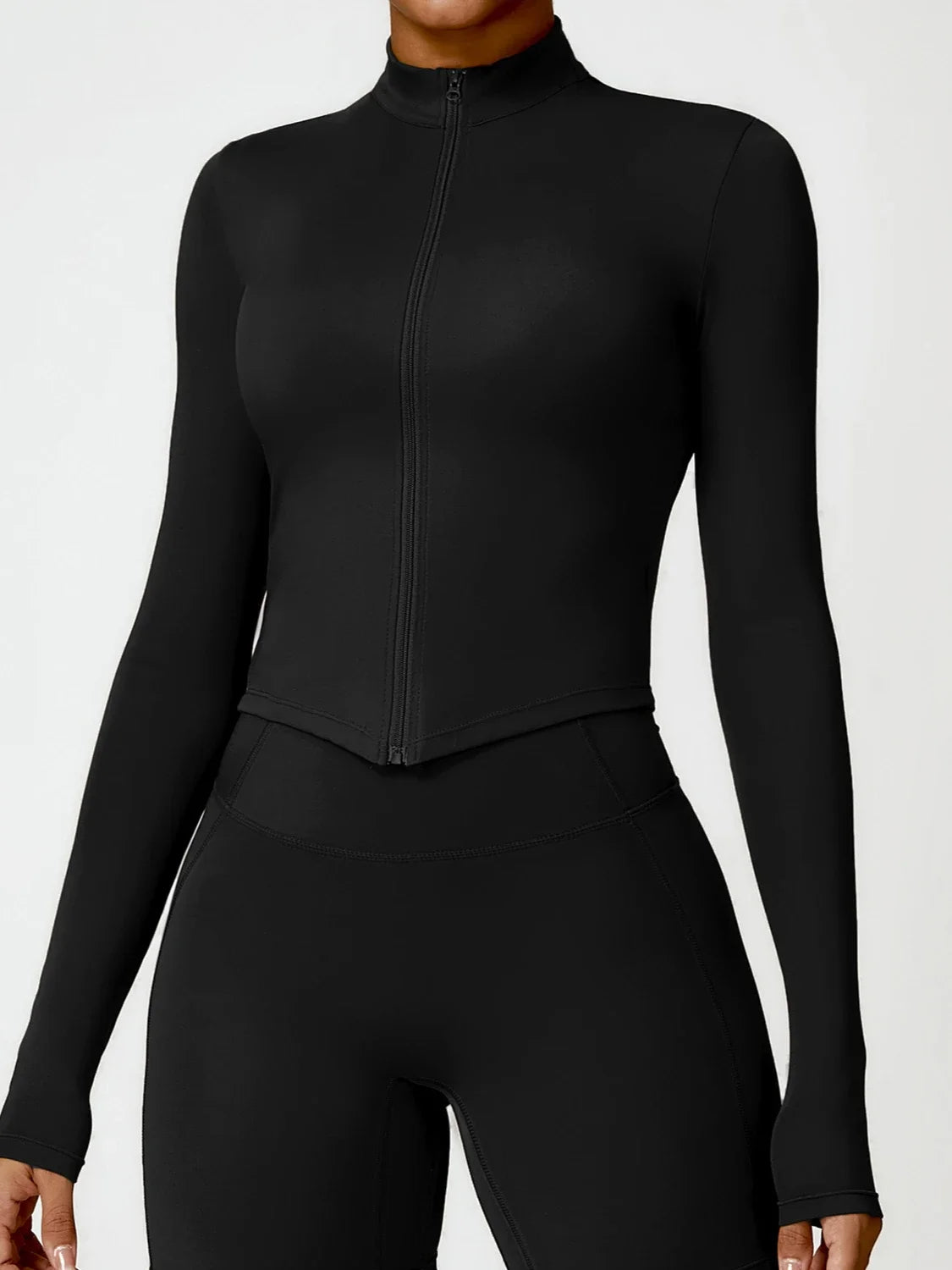 Yoga Coat Top Solid Color Women's Sports Wear Long Sleeve Thickened Warm Half High Collar Zipper Fitness Wear Gym 2025 New - GilloServ