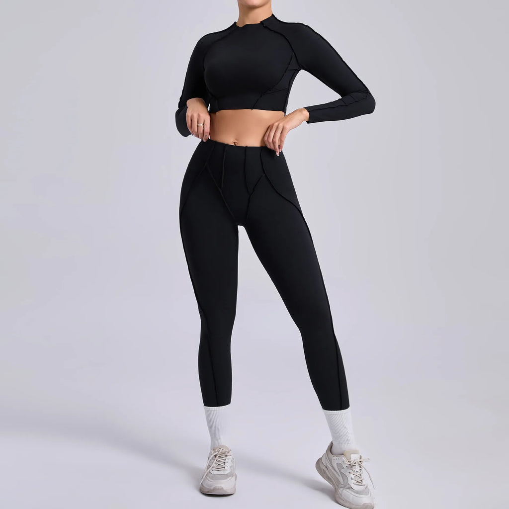 New Yoga Set Women Tracksuit Workout Legging Athletic Suit Long Sleeve - GilloServ