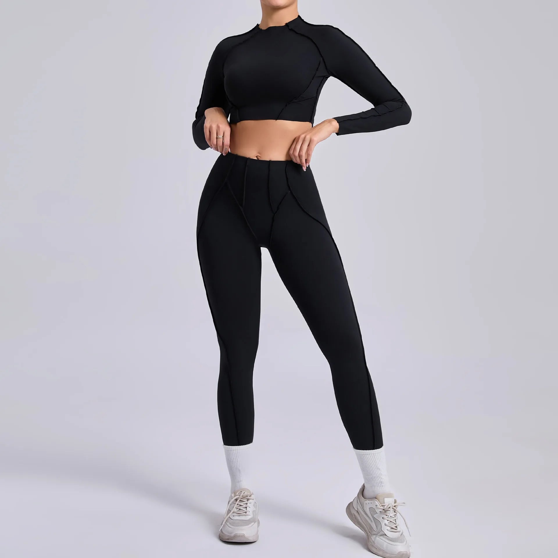 New Yoga Set Women Tracksuit Workout Legging Athletic Suit Long Sleeve - GilloServ