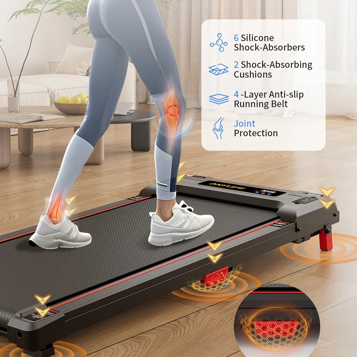 Under Desk Treadmill, Incline Walking Pad Treadmill 330lbs Capacity, 2.5HP Portable Treadmills for Home - GilloServ