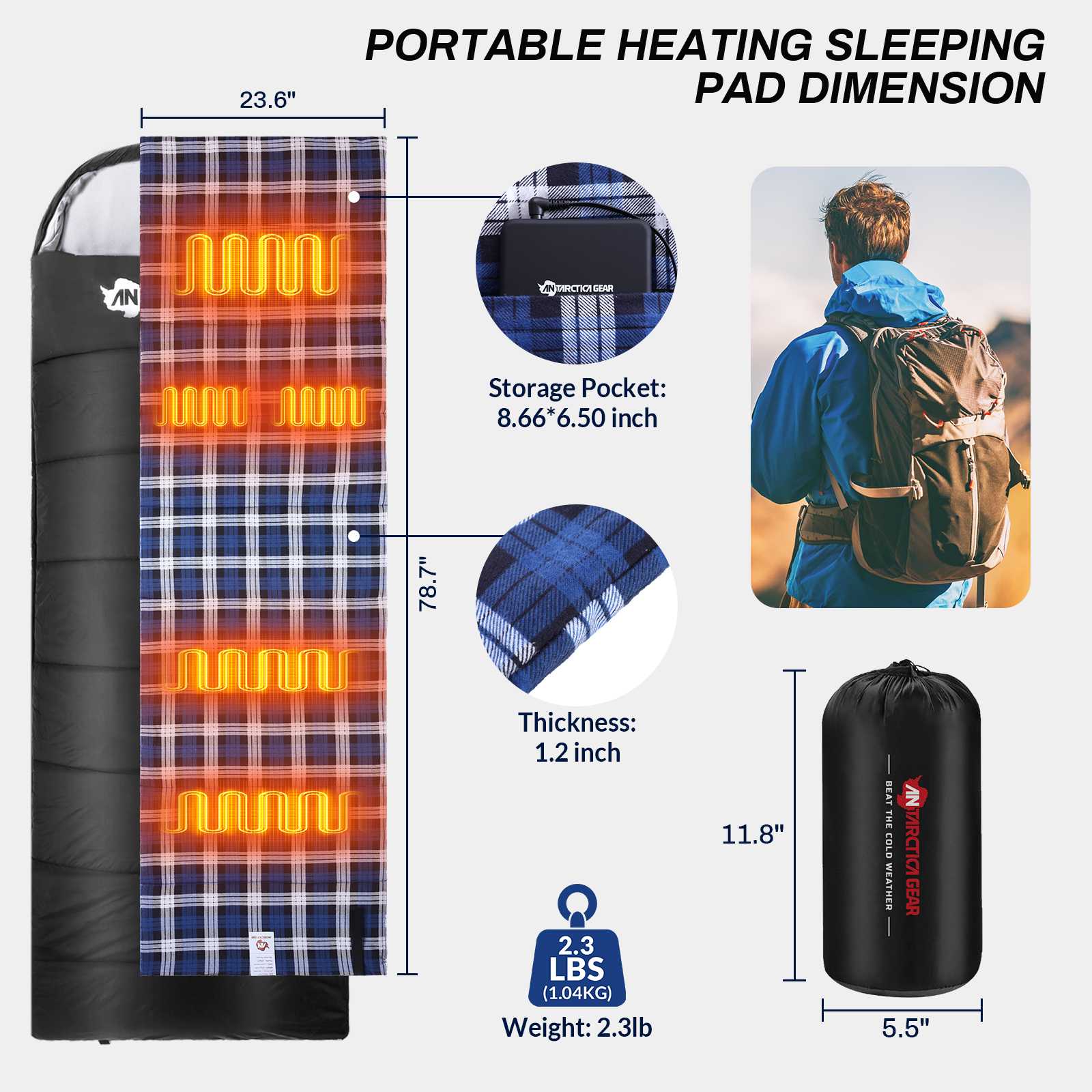 Heated Sleeping Bag Liner,Battery Heated Pad, Electric Sleeping Bag - GilloServ