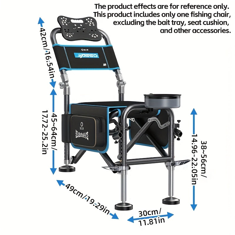 Portable Fishing Chair Adjustable Foldable Black Iron - GilloServ