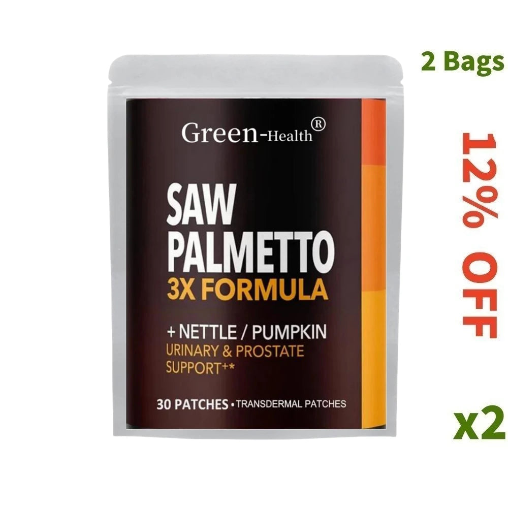 Saw PalmettoTransdermal Patches Stinging Nettle Pumpkin Seed Extract Urinary Health Prostate Support for Men's Health 30 Patches - GilloServ