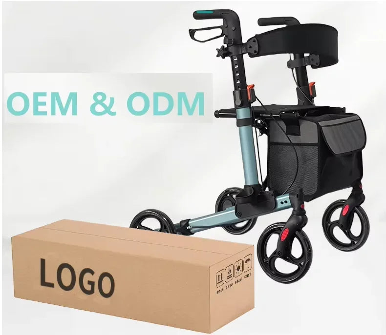 Aluminium Foldable Rollator Walker for Adults Mobility Adult Elderly Rehabilitation Device Frame - GilloServ