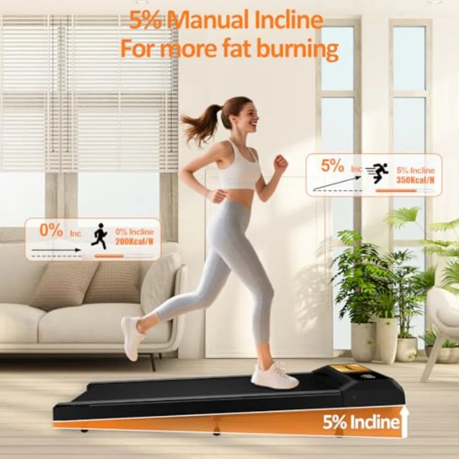 Walking Pad Treadmill with Incline Under Desk Treadmill 2 in 1 Portable Small Treadmills for Home and Office 2.5HP Low Noise Re - GilloServ