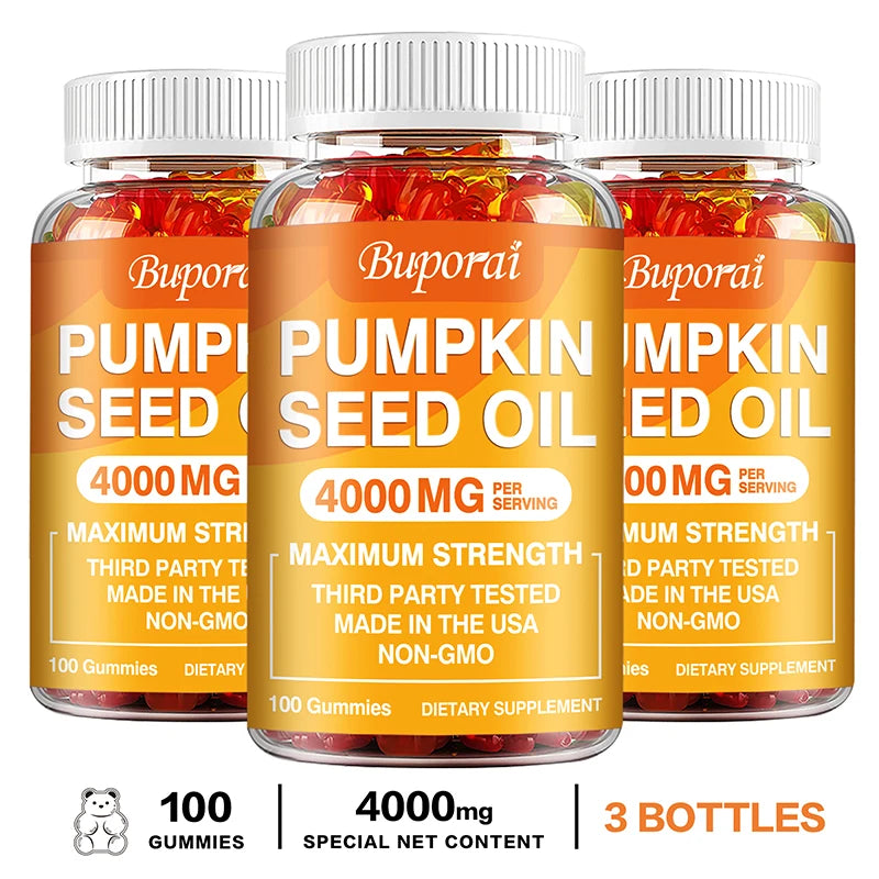 Pumpkin Seed Oil Gummies - Supports Prostate Health and Hair Growth, Enhances Brain Function, Relieves Fatigue - GilloServ