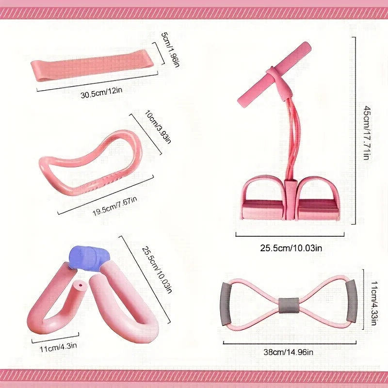 5-Piece Yoga Fitness Set// Eva Material Elastic Bands Resistance Pedal - GilloServ