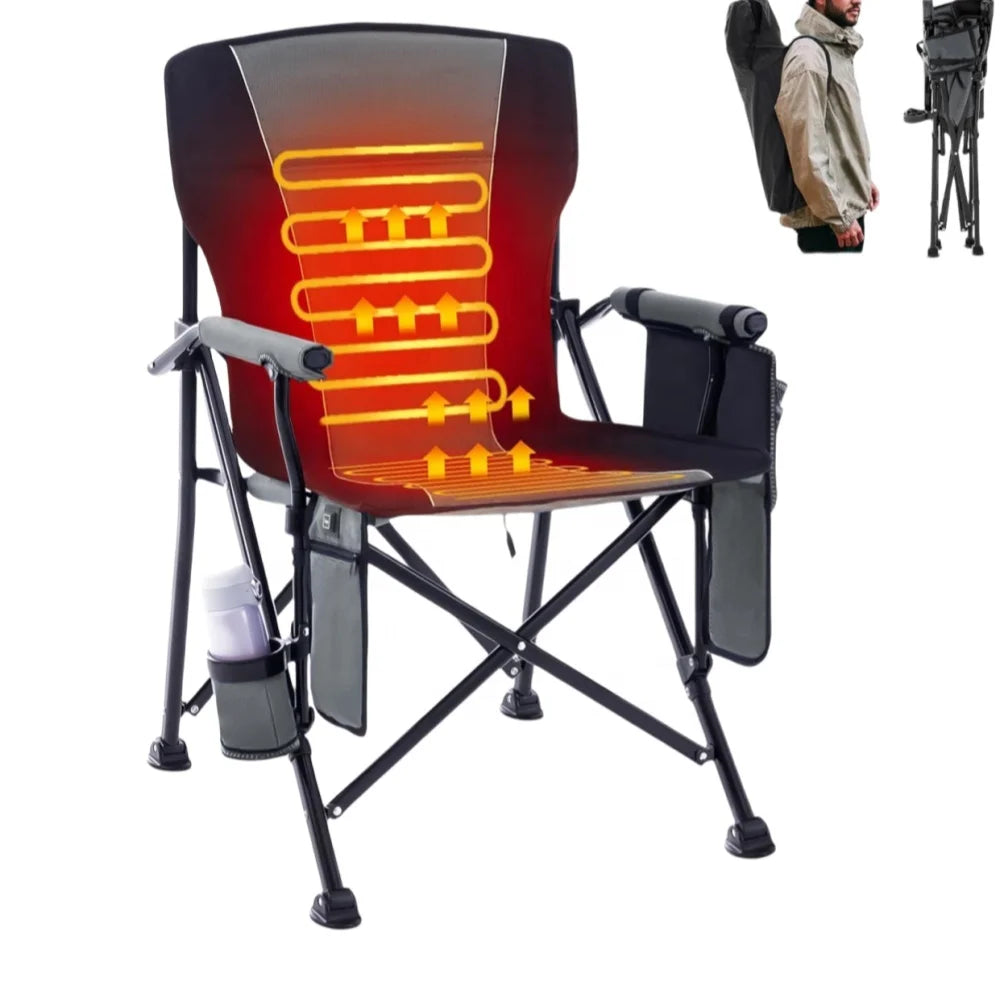 High Quality Outdoor Heated Folding Chairs Foldable Fishing Chair With Armchair Heatable Camping Chair - GilloServ