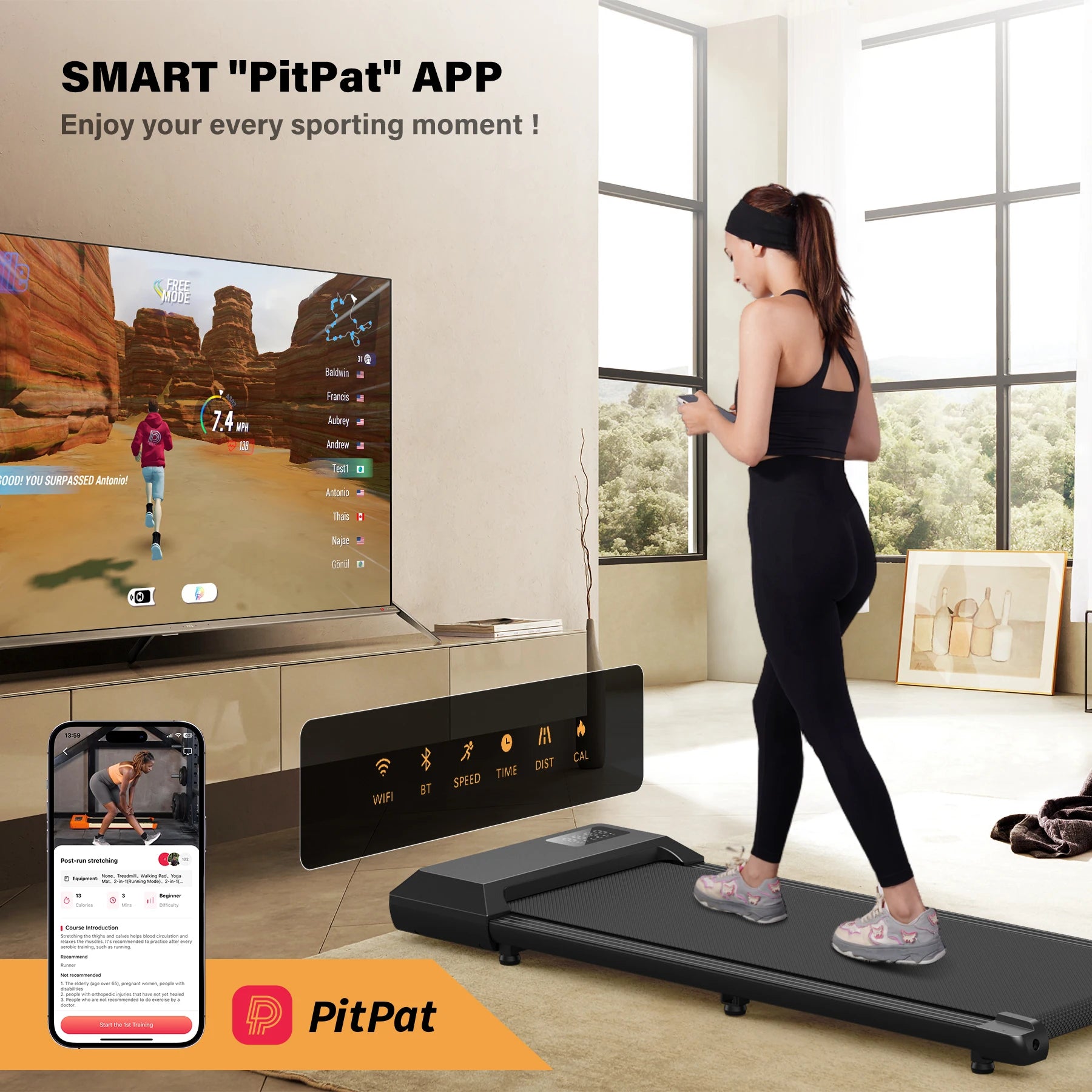 Smart Under Desk Treadmill for Home Office,Treadmill with APP&Remote Control, LCD Screen, Quiet Walking Jogging Exercise Machine - GilloServ