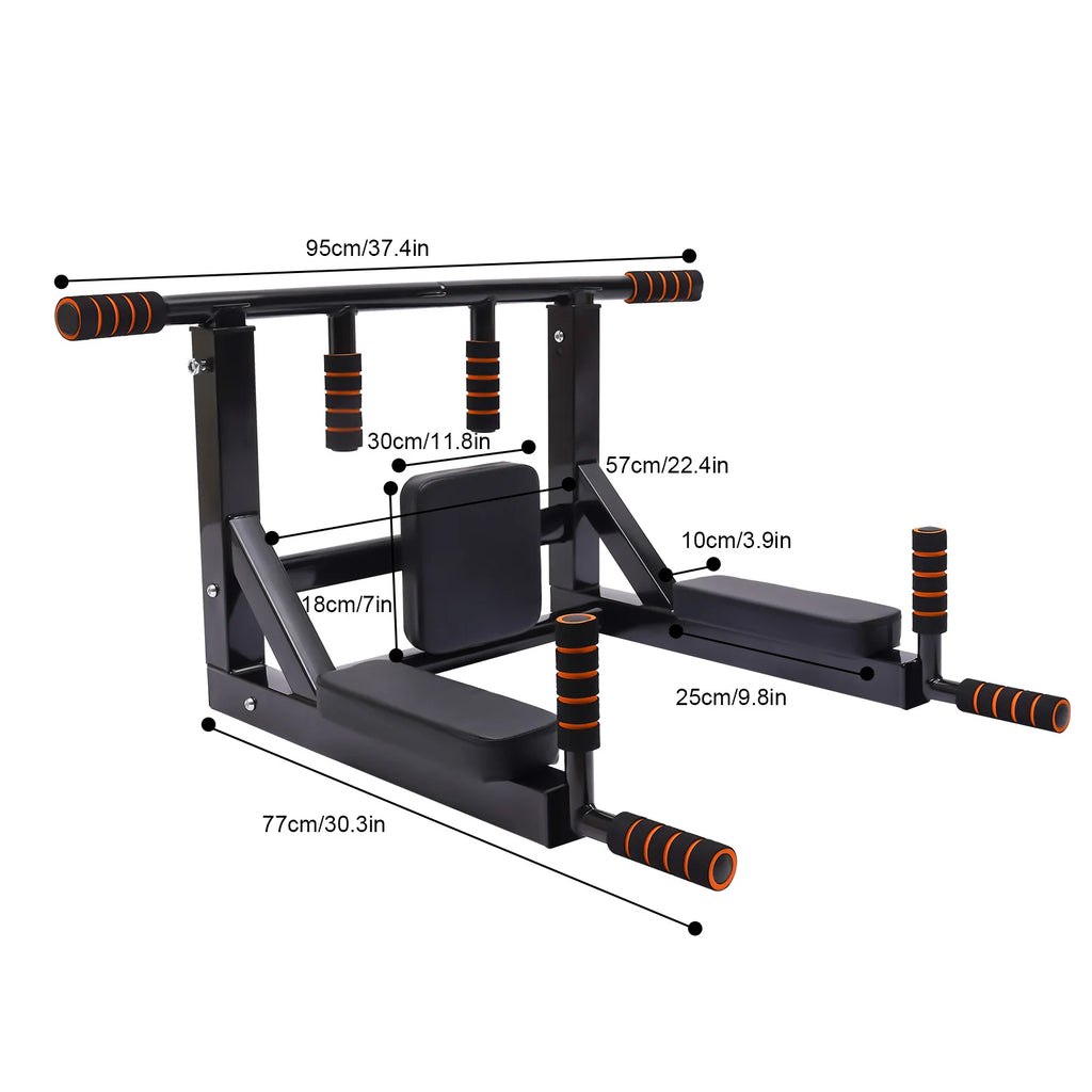 Multifunctional Wall Mounted Pull Up Bar-Chin Up & Dip Station - GilloServ