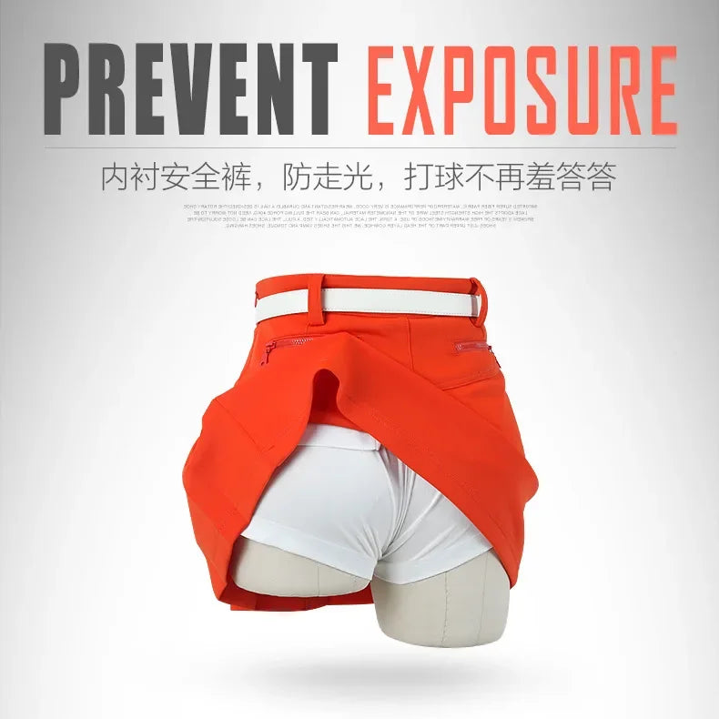 Golf Skirt Ladies Zipper Fashion Pleated Skirt Lined Safety Pants - GilloServ