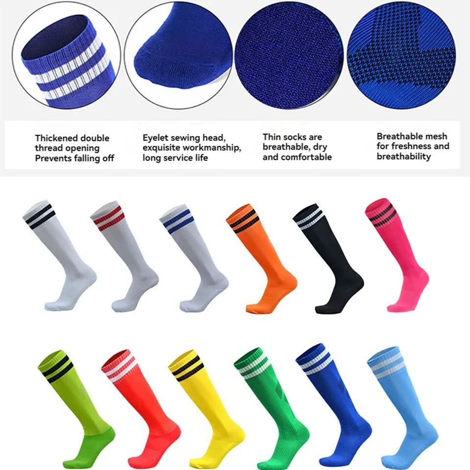 1Pair Soccer Shin Guards Socks Set Football Over Knee Length Socks - GilloServ