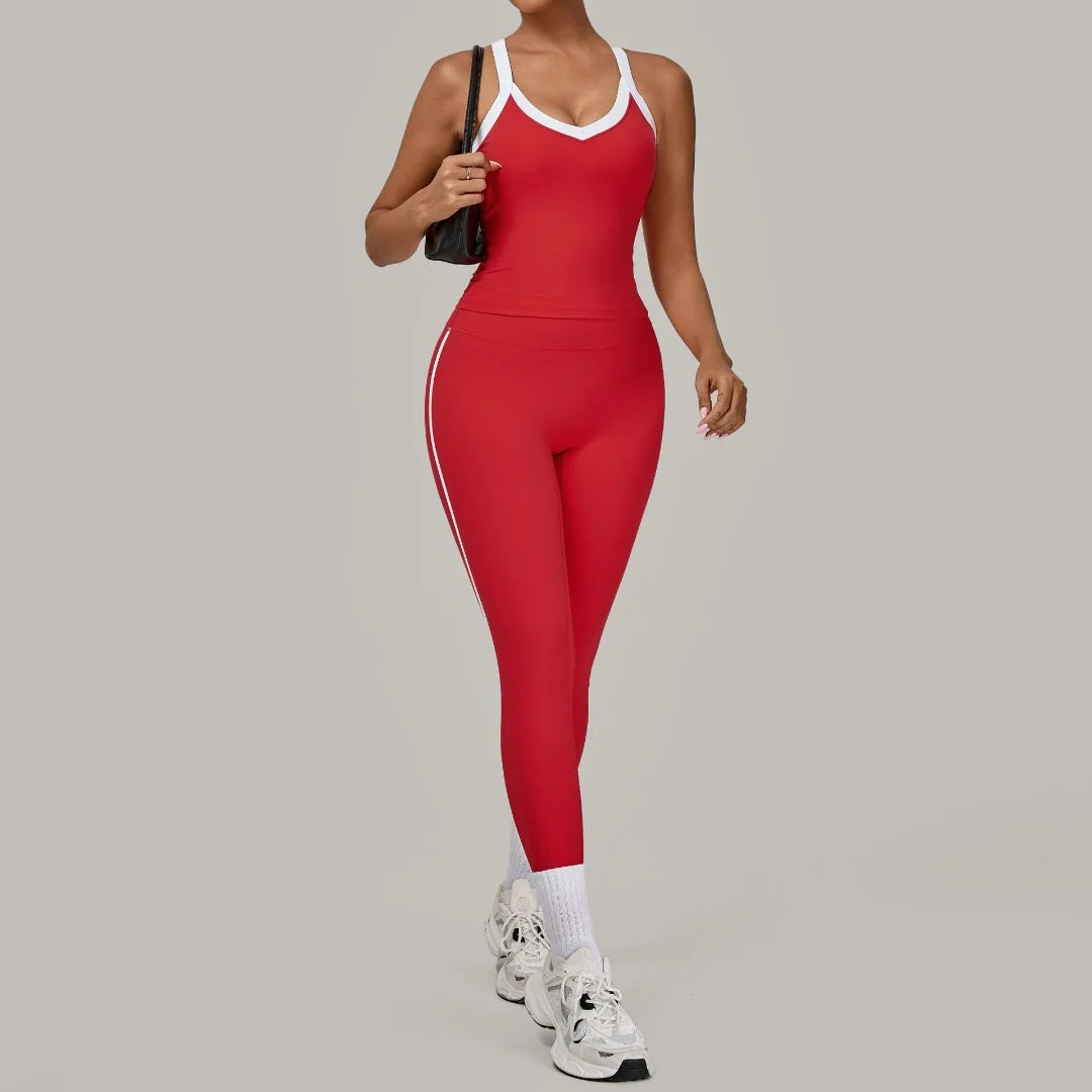 Yoga Suit Sports Fitness High Waist Peach// Hip Tight  Clothes Gym Leggings Set - GilloServ