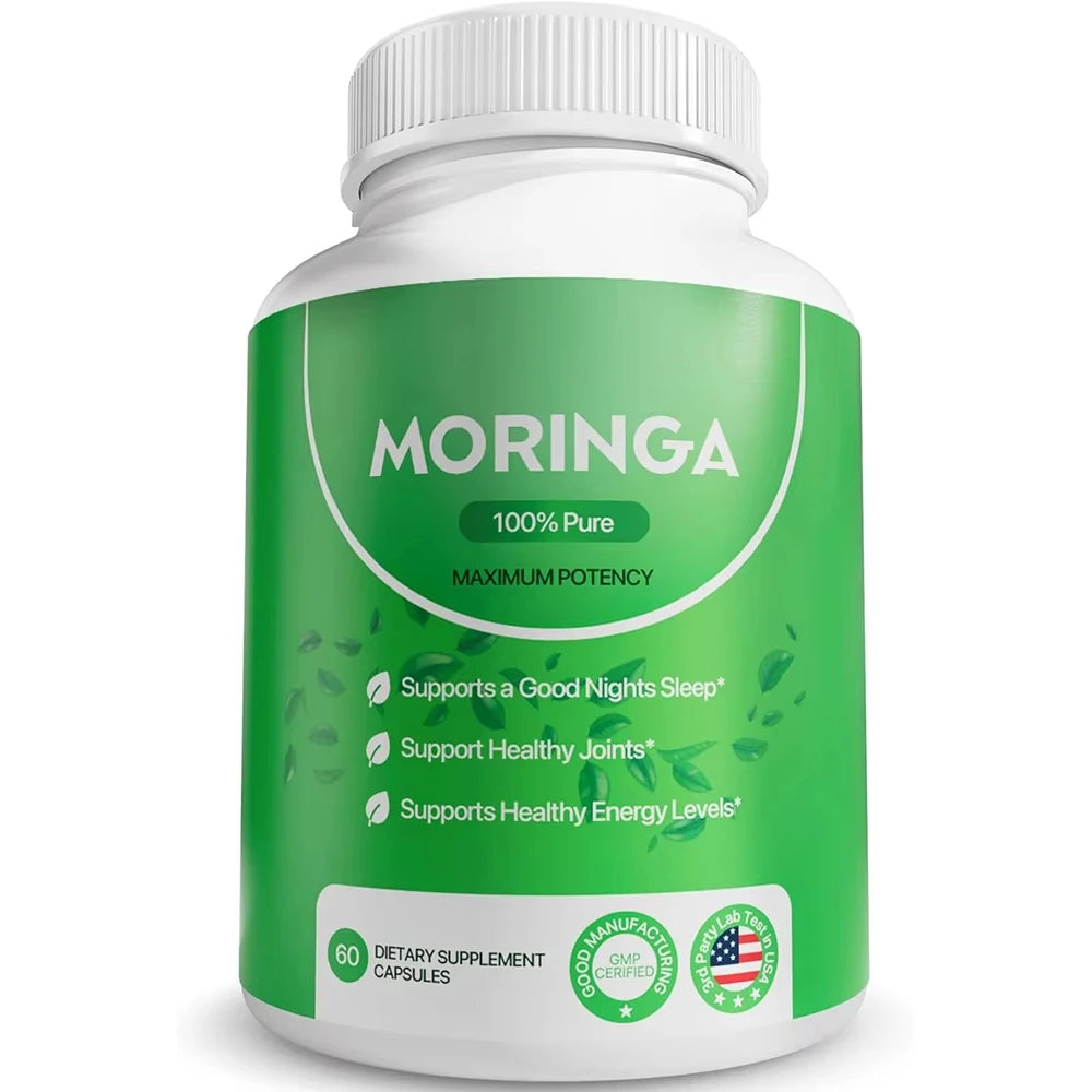 Moringa Capsules Supplement Support Sleep Well, Energy, Joints, Immune & Gut Health, Rich in Antioxidants, Vitamins & Amino Acid - GilloServ