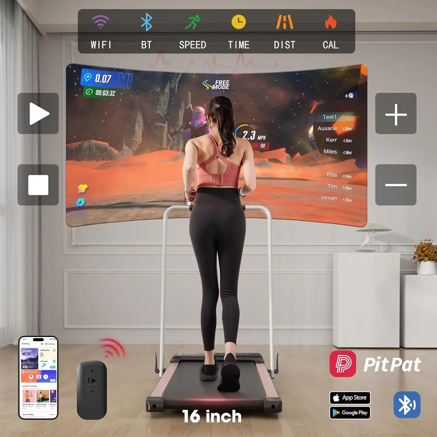 3 in 1 Under Desk Walking Pad Treadmill, 3.0HP Low Noise Portable for Home & Office, 300LBs Weight Capacity Folding With Remote - GilloServ