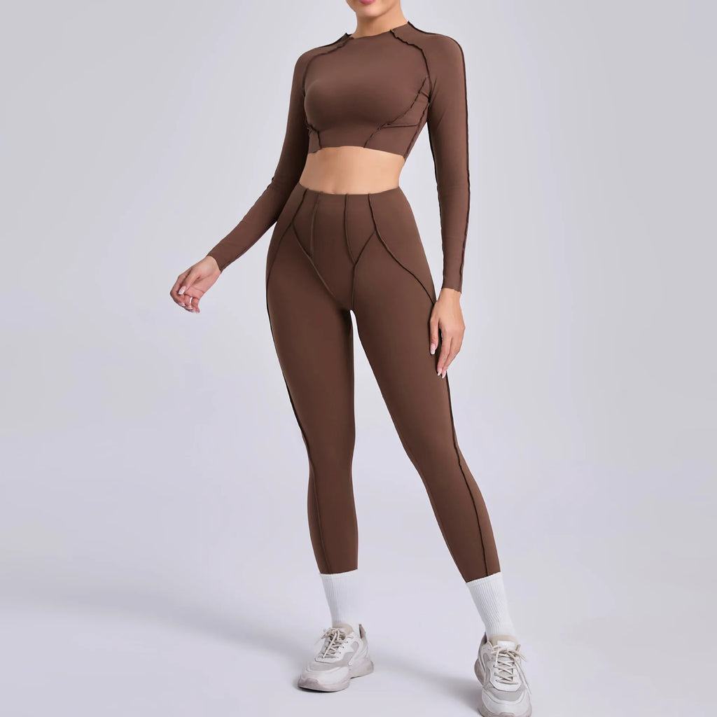 New Yoga Set Women Tracksuit Workout Legging Athletic Suit Long Sleeve - GilloServ