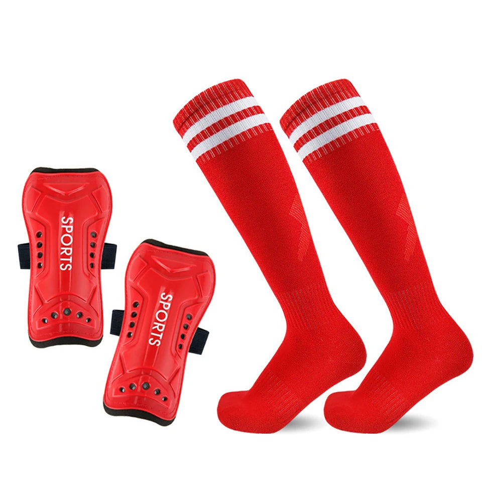 1Pair Soccer Shin Guards Socks Set Football Over Knee Length Socks - GilloServ