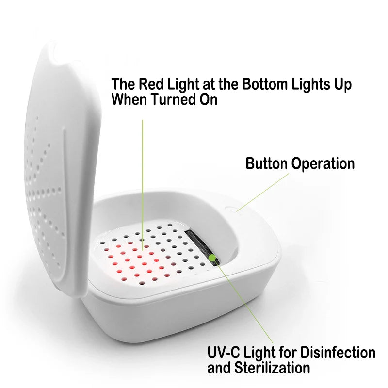 Hearing Aids UV Drying and Sterilization Box, Electronic Dehumidifier, USB Type-C Plug-in - GilloServ
