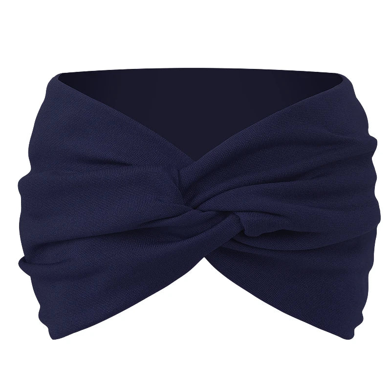 Women Solid Color Super Wide Headband Twisted Criss Cross Elastic Hairband Yoga Running Sports Non Slip Sweat Hair Accessories - GilloServ