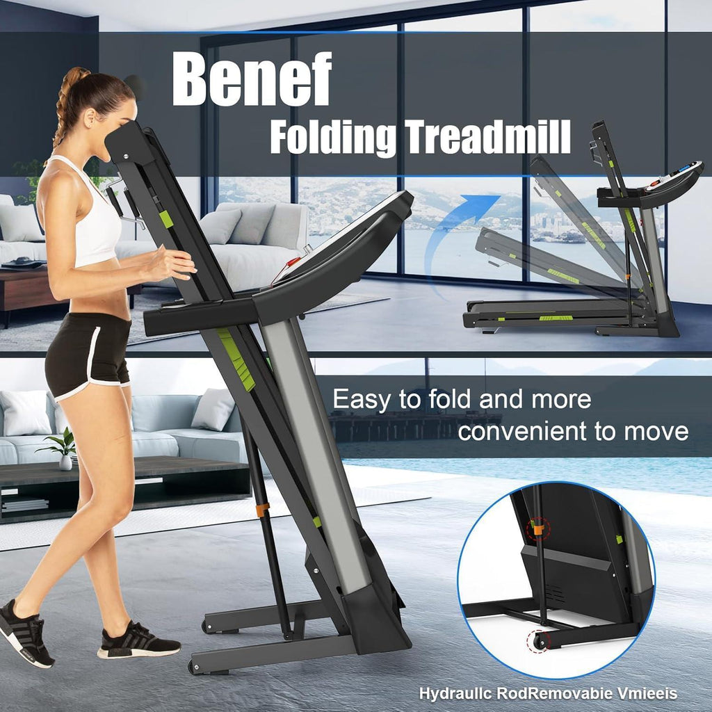 Silent Motor Dual Shock Absorption 330 Lbs Loading Portable Folding Treadmill With Intuitive LCD Panel - GilloServ