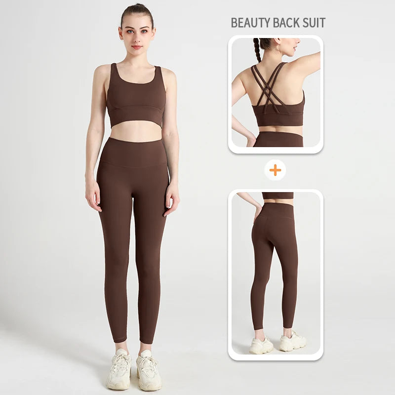 Yoga Clothes Women's Tracksuit Athletic Wear Pilates Fitness Suit - GilloServ