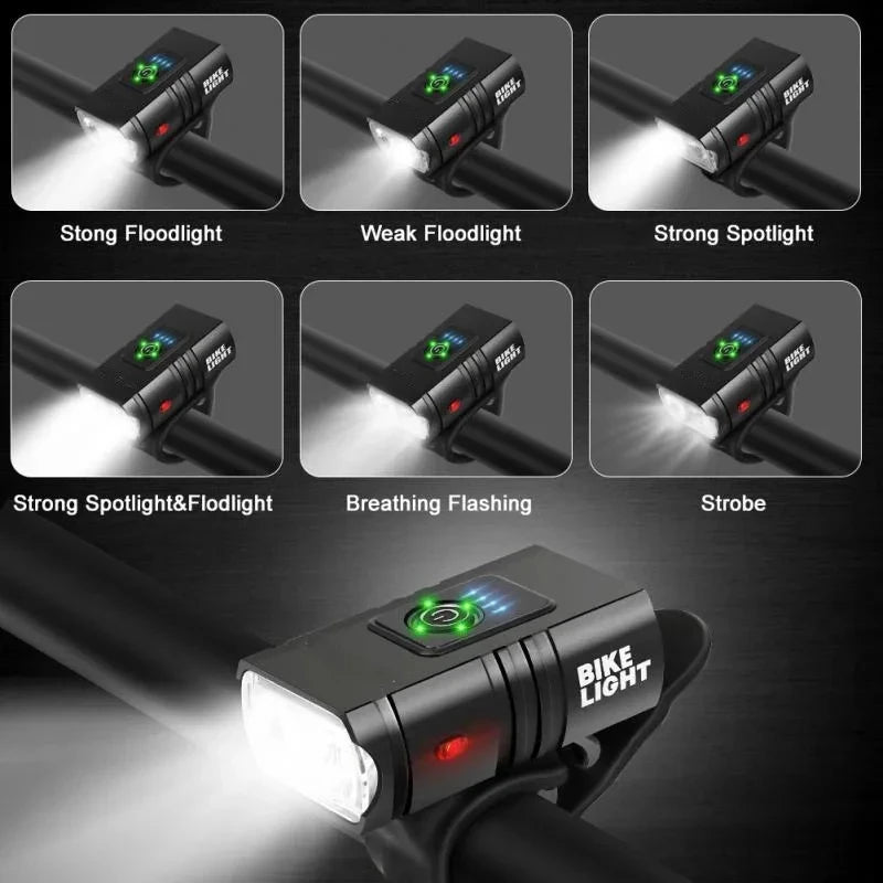 1000LM Bike Light Headlight T6 Bicycle Flashlight LED USB Rechargeable Torch Cycling Front Lamp High Beam Accessories - GilloServ