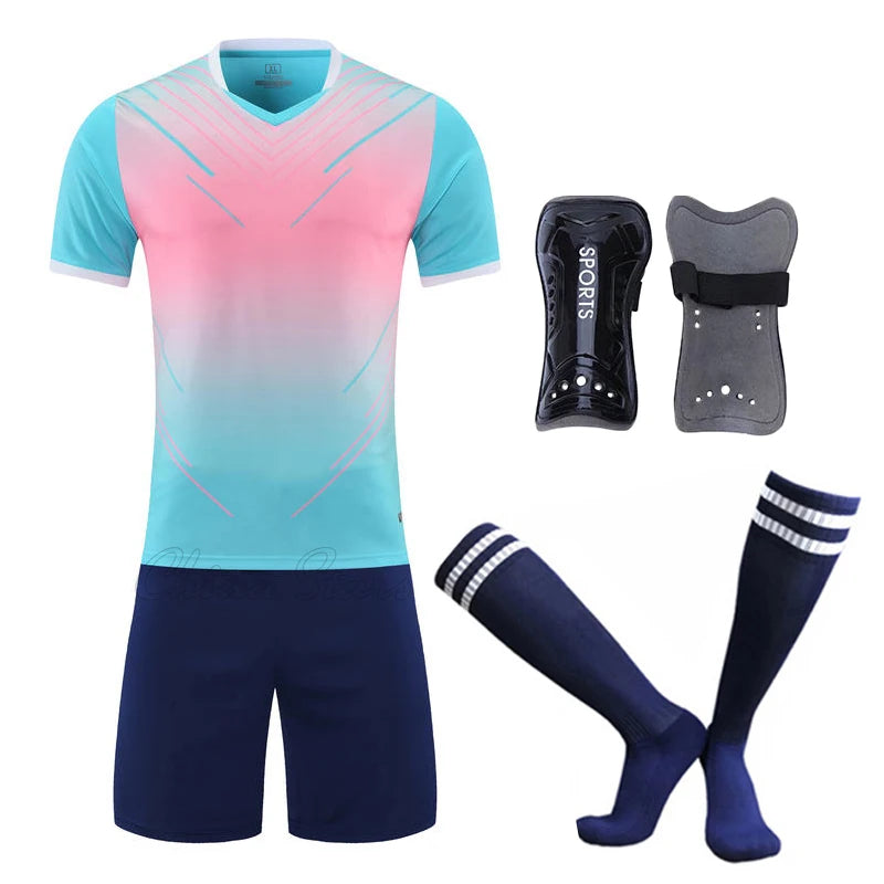 Football Jerseys Kits/Socks/Shin Pads Soccer Uniforms/Adult/Kid Suits