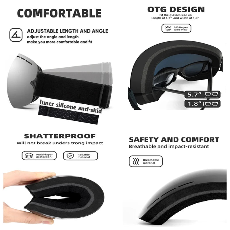 Unisex Snowboard Goggles–Glasses  Ski Equipment Eye Protection - GilloServ