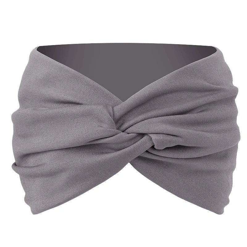 Women Solid Color Super Wide Headband Twisted Criss Cross Elastic Hairband Yoga Running Sports Non Slip Sweat Hair Accessories - GilloServ
