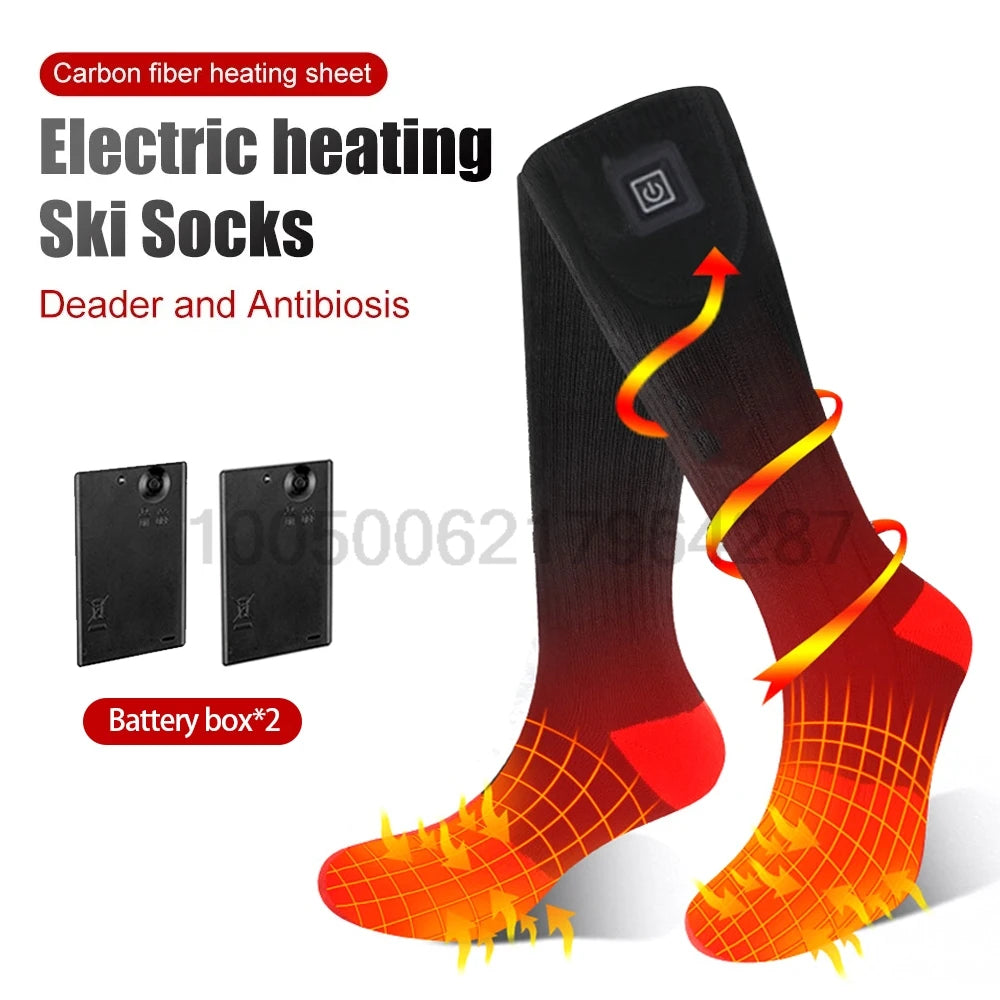 Heated Winter Socks// Warm Snowmobile Skiing// Heated Socks With Battery Case Outdoor Sport - GilloServ