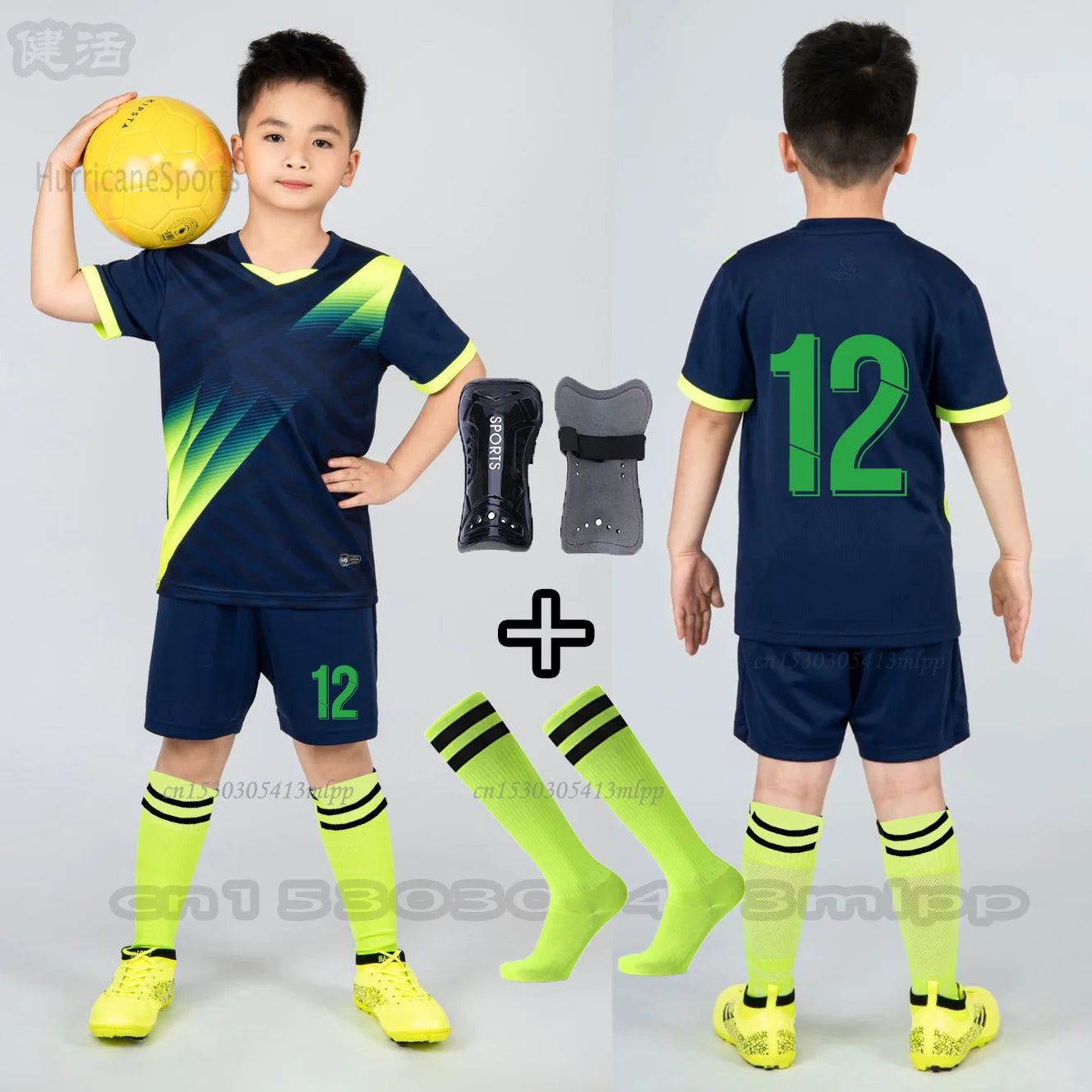 Boys Football Jersey Sets+Socks+Shin Pads Child Soccer Sports - GilloServ