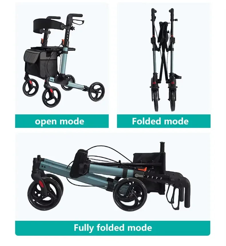 Aluminium Foldable Rollator Walker for Adults Mobility Adult Elderly Rehabilitation Device Frame - GilloServ