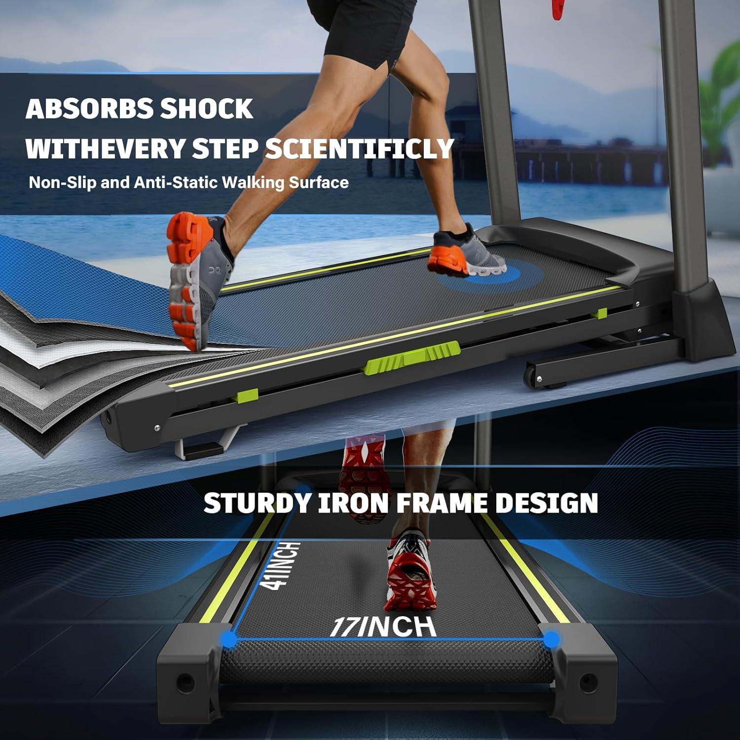 Silent Motor Dual Shock Absorption 330 Lbs Loading Portable Folding Treadmill With Intuitive LCD Panel - GilloServ