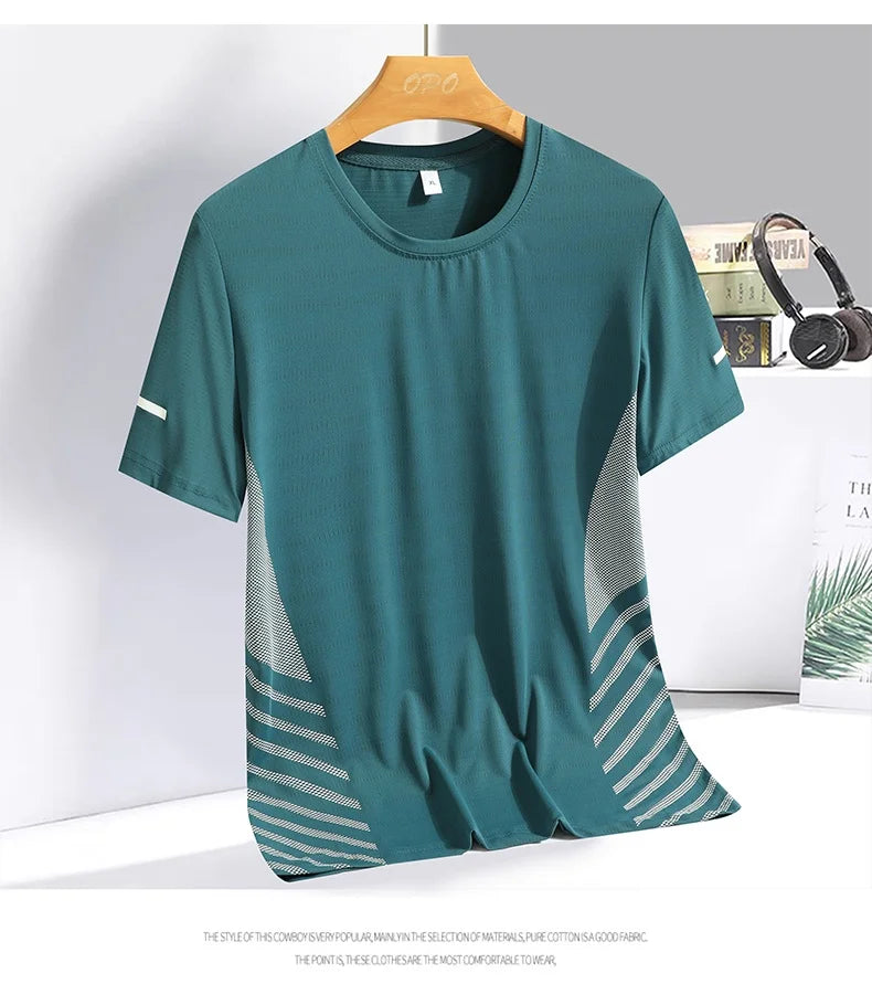 Running T-shirt Men Summer Ice Silk Thin Top