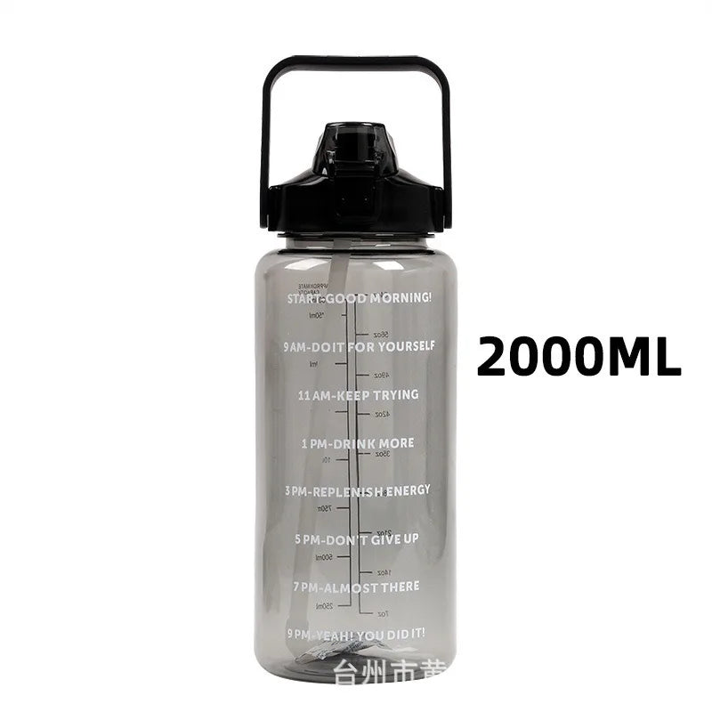 2 Liters Straw Plastic Water Bottle Large Capacity Bottle